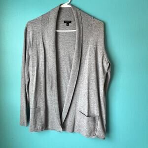Talbots Gray Cardigan Sweater Womens Size Medium Open Front Cozy Relaxed